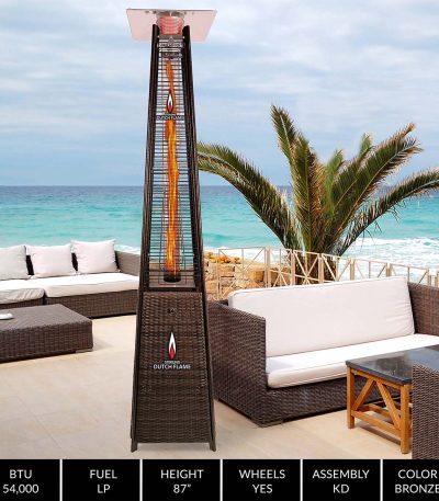 OSS KD Patio/Outdoor Wicker/Rattan Pyramid Heater Bronze 54000 BTU Propane W/ Wheels-Commercial & Residential Use