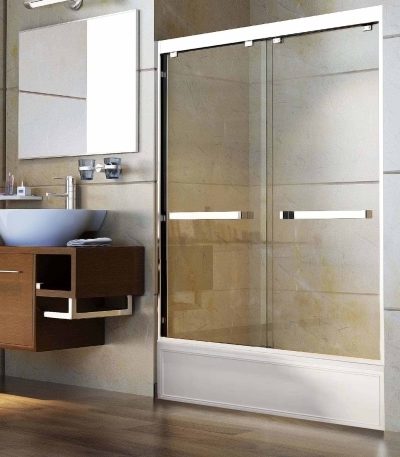 Almere Sliding Shower Door 8mm Transparent Glass 4 wheel Frameless in Chrome