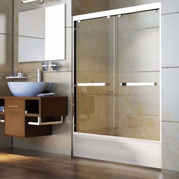 Almere Sliding Shower Door 8mm Transparent Glass 4 wheel Frameless in Chrome