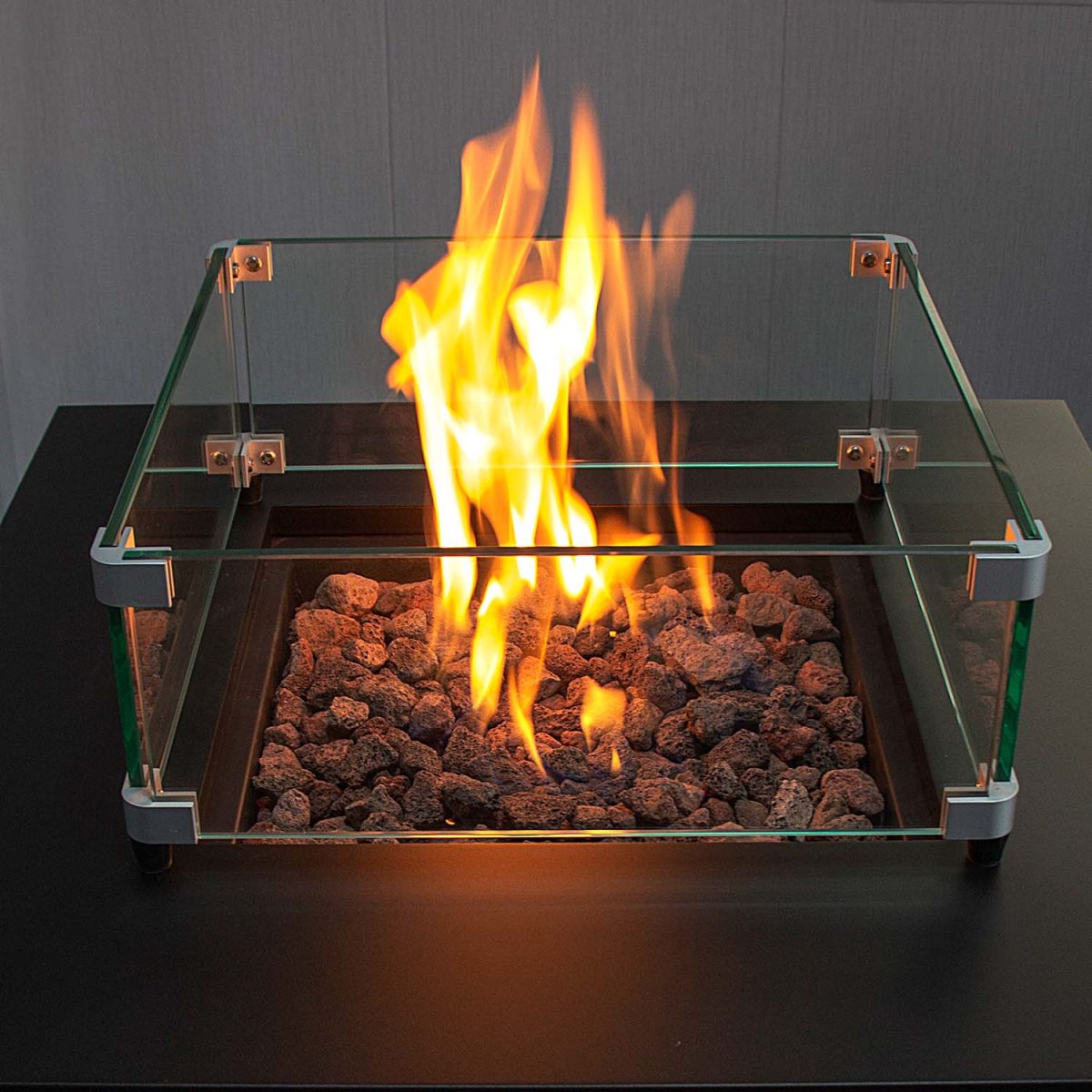 Boxtel Square Glass Fire Pit Table