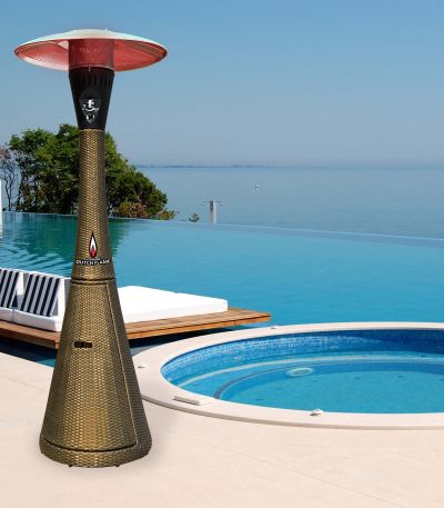 ELBURG PRO Rattan Commercia Patio Heater Tower Flame Propane Brown Wicker 54,000 BTU